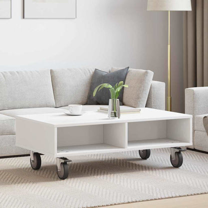 Soffbord Vit med hjul 90 x 50 x 30 cm