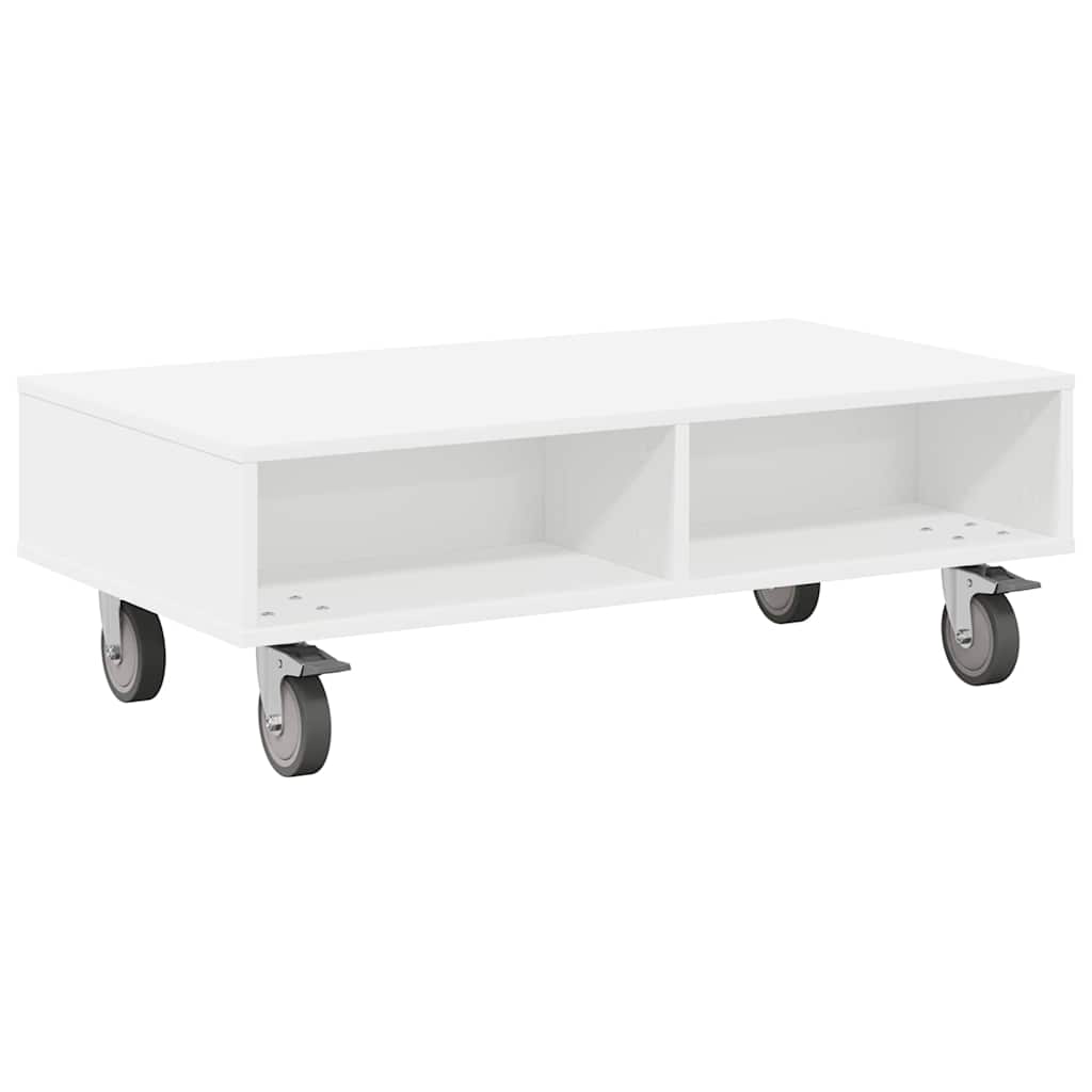 Soffbord Vit med hjul 90 x 50 x 30 cm