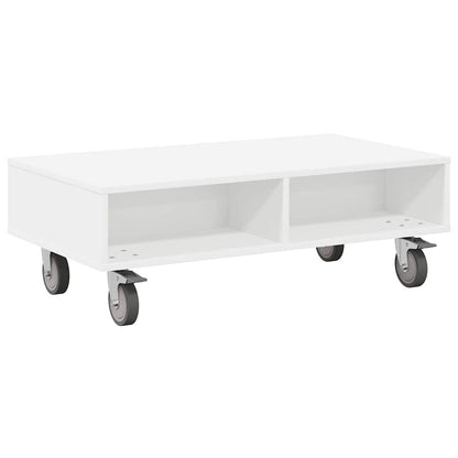 Soffbord Vit med hjul 90 x 50 x 30 cm