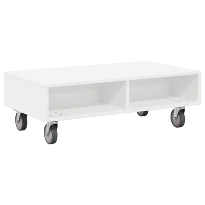 Soffbord Vit med hjul 90 x 50 x 30 cm