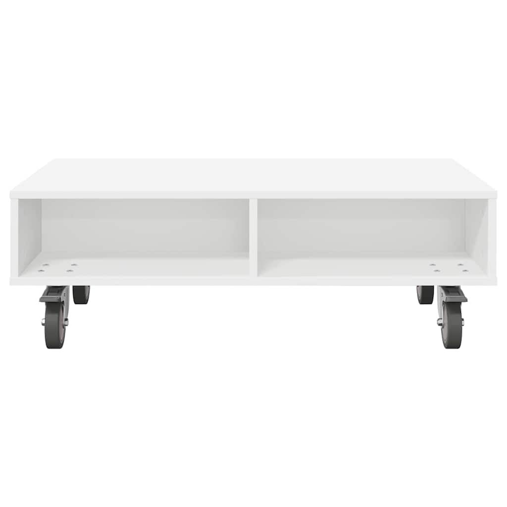 Soffbord Vit med hjul 90 x 50 x 30 cm