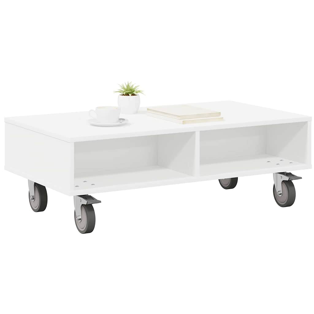 Soffbord Vit med hjul 90 x 50 x 30 cm
