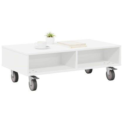 Soffbord Vit med hjul 90 x 50 x 30 cm