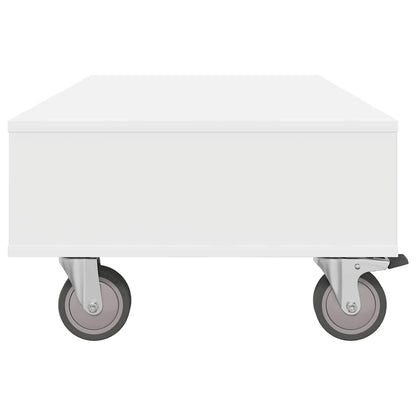 Soffbord Vit med hjul 90 x 50 x 30 cm