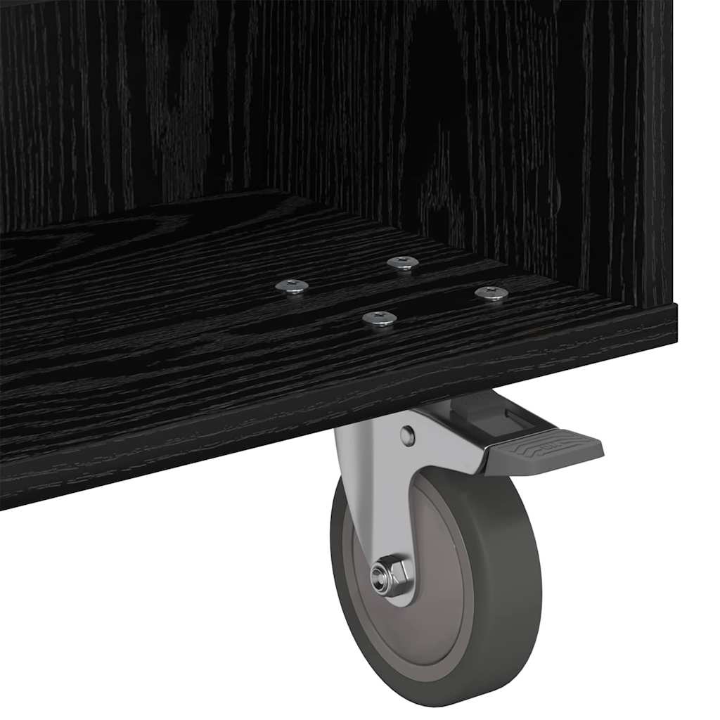 Soffbord Svart Ek med hjul 90 x 50 x 30 cm
