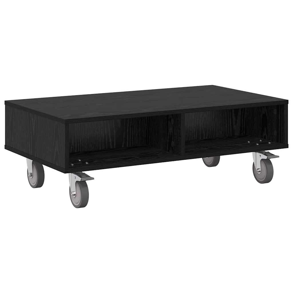 Soffbord Svart Ek med hjul 90 x 50 x 30 cm
