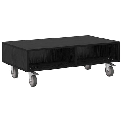 Soffbord Svart Ek med hjul 90 x 50 x 30 cm