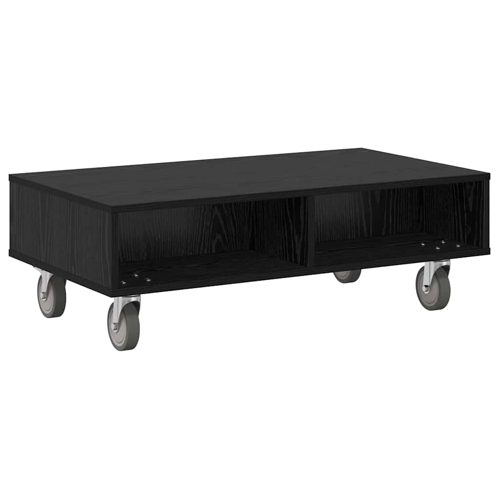Soffbord Svart Ek med hjul 90 x 50 x 30 cm
