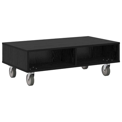 Soffbord Svart Ek med hjul 90 x 50 x 30 cm