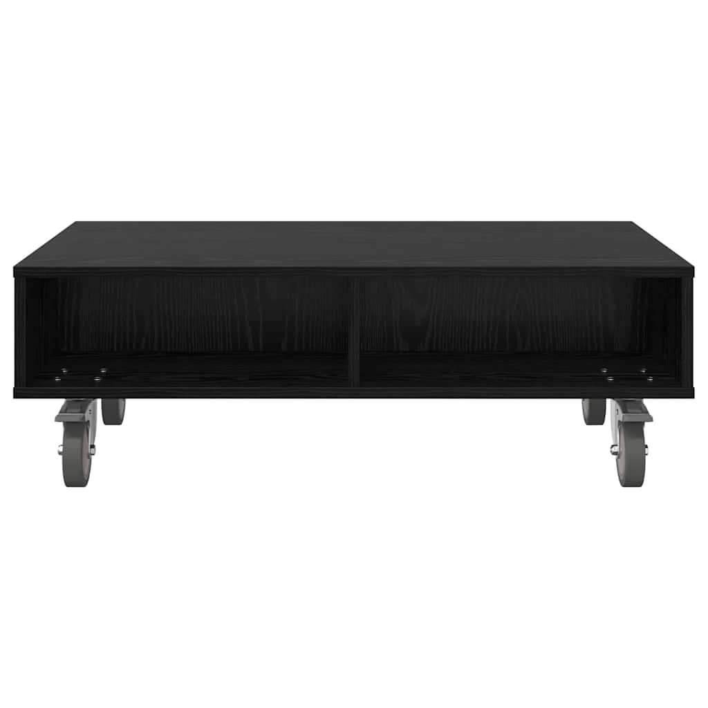 Soffbord Svart Ek med hjul 90 x 50 x 30 cm
