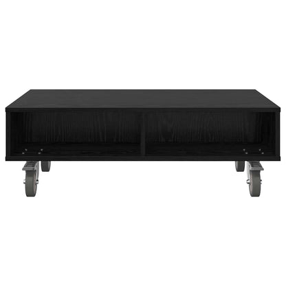 Soffbord Svart Ek med hjul 90 x 50 x 30 cm