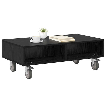 Soffbord Svart Ek med hjul 90 x 50 x 30 cm