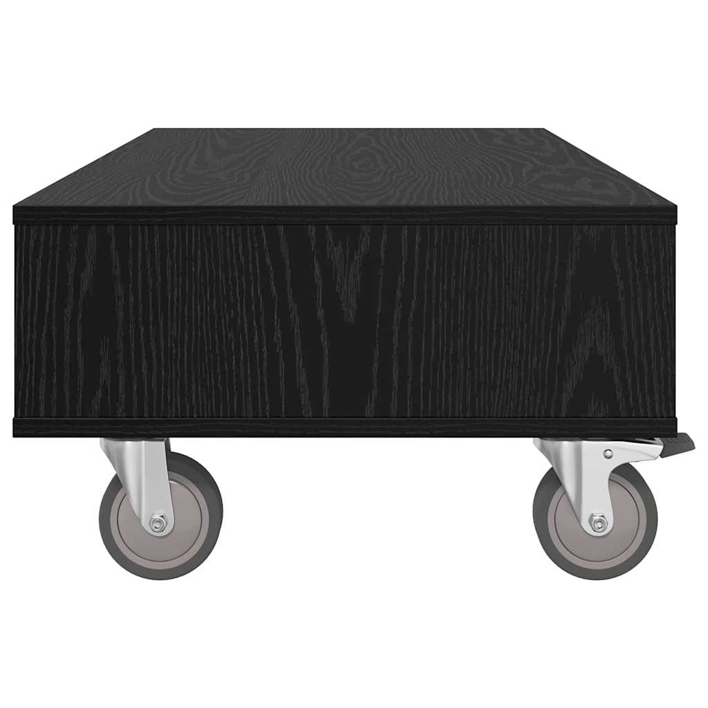 Soffbord Svart Ek med hjul 90 x 50 x 30 cm