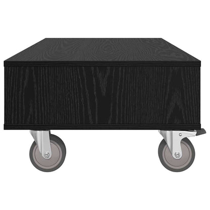 Soffbord Svart Ek med hjul 90 x 50 x 30 cm