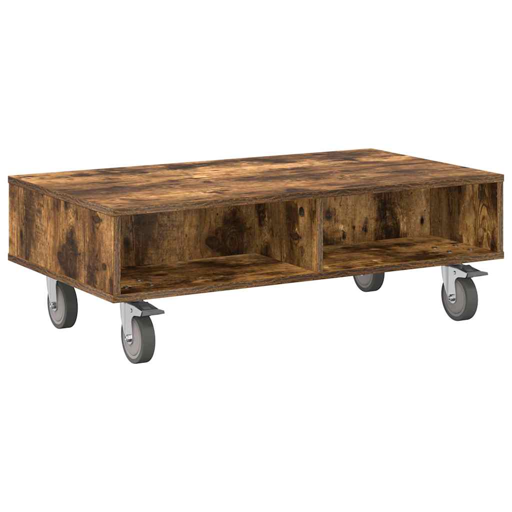 Soffbord Rökfärgad Ek med hjul 90 x 50 x 30 cm