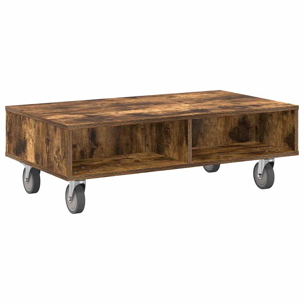 Soffbord Rökfärgad Ek med hjul 90 x 50 x 30 cm