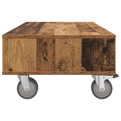 Soffbord Åldrat Trä med hjul 90 x 50 x 30 cm
