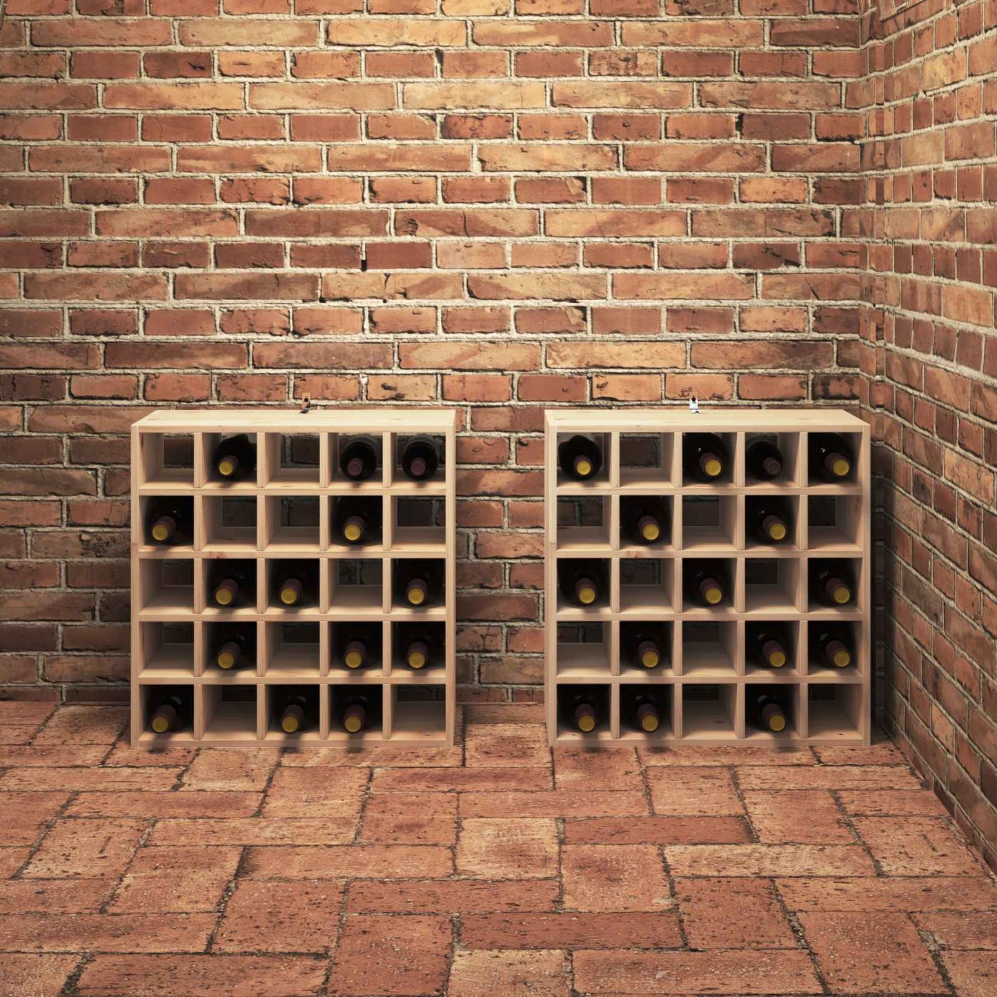 Vinställ 2 pcs Naturfärg 56 x 25 x 56 cm Massiv furu