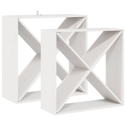 Vinställ 2 pcs Vit 62 x 25 x 62 cm Massiv furu