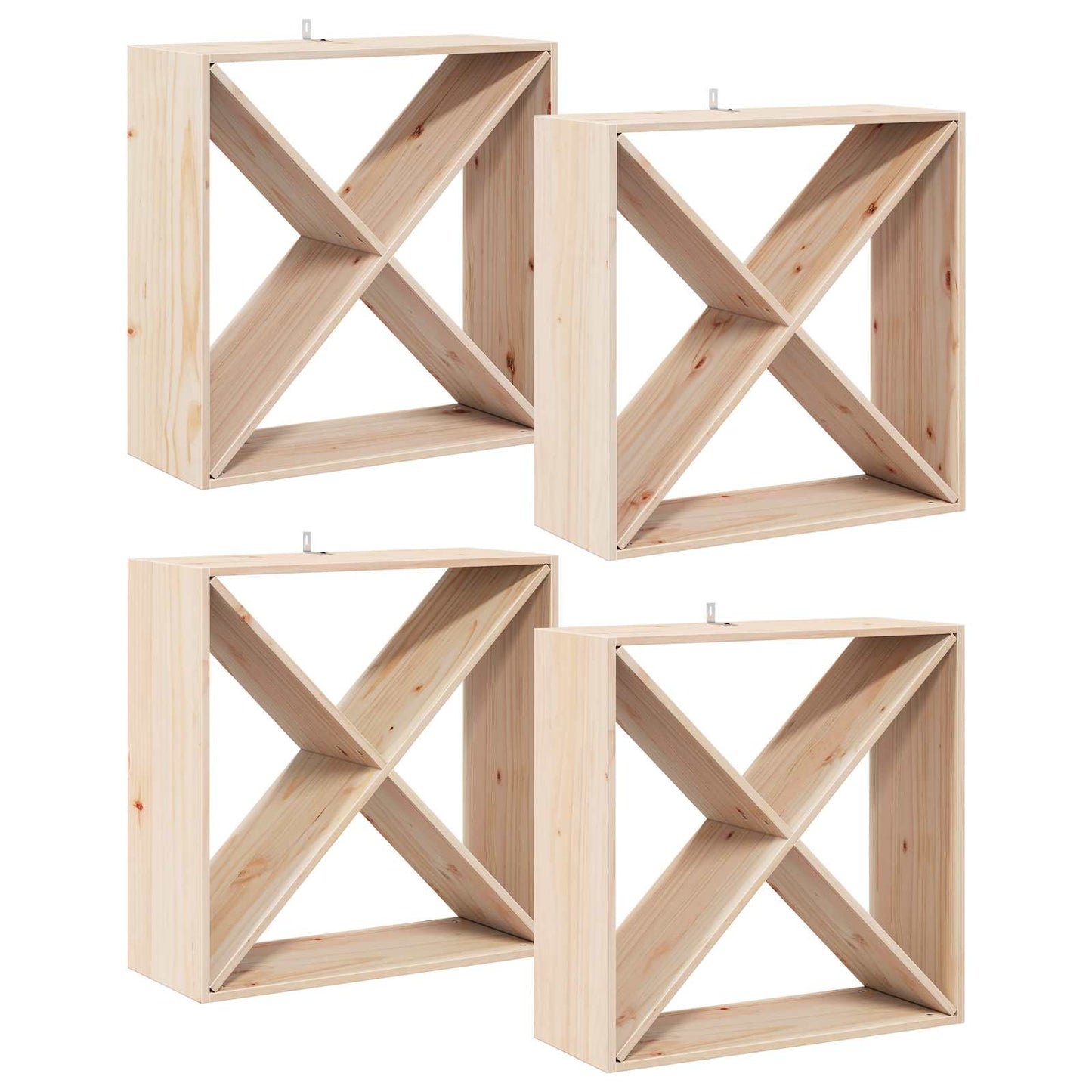 Vinställ 4 pcs Naturfärg 62 x 25 x 62 cm Massiv furu