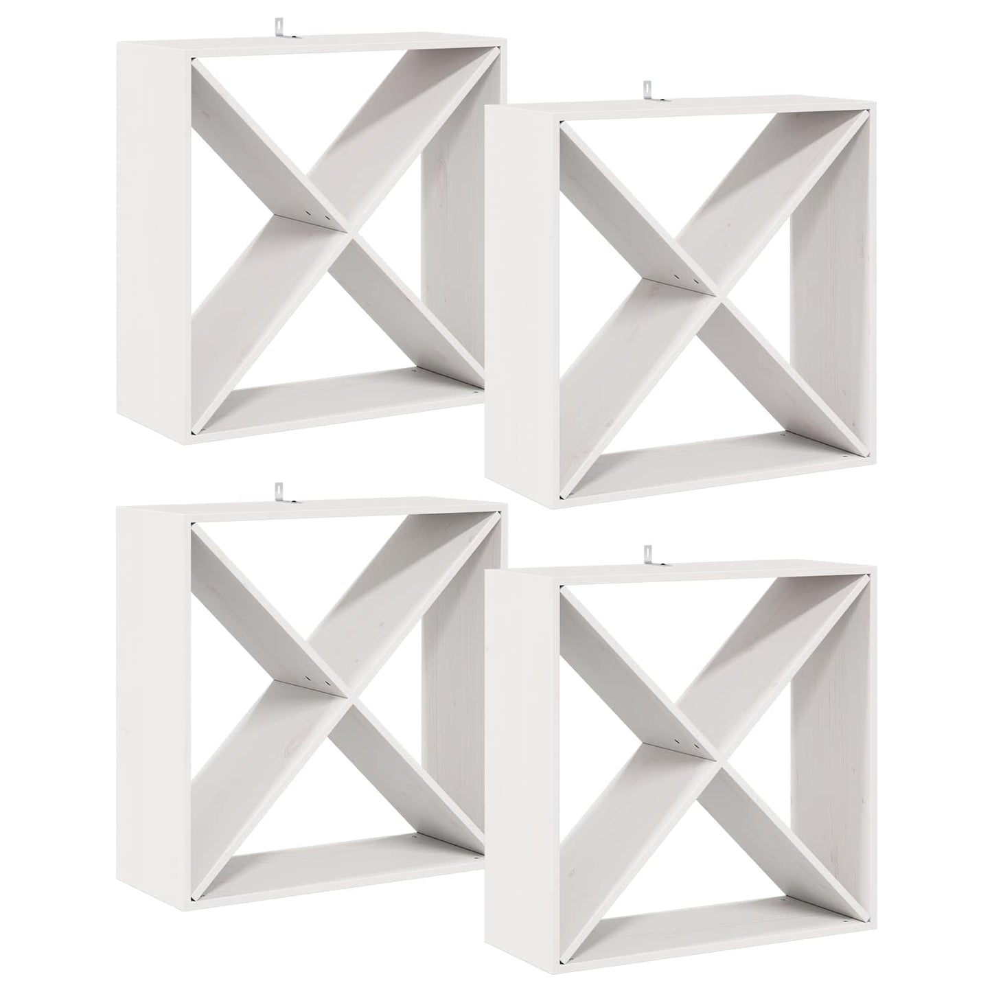 Vinställ 4 pcs Vit 62 x 25 x 62 cm Massiv furu