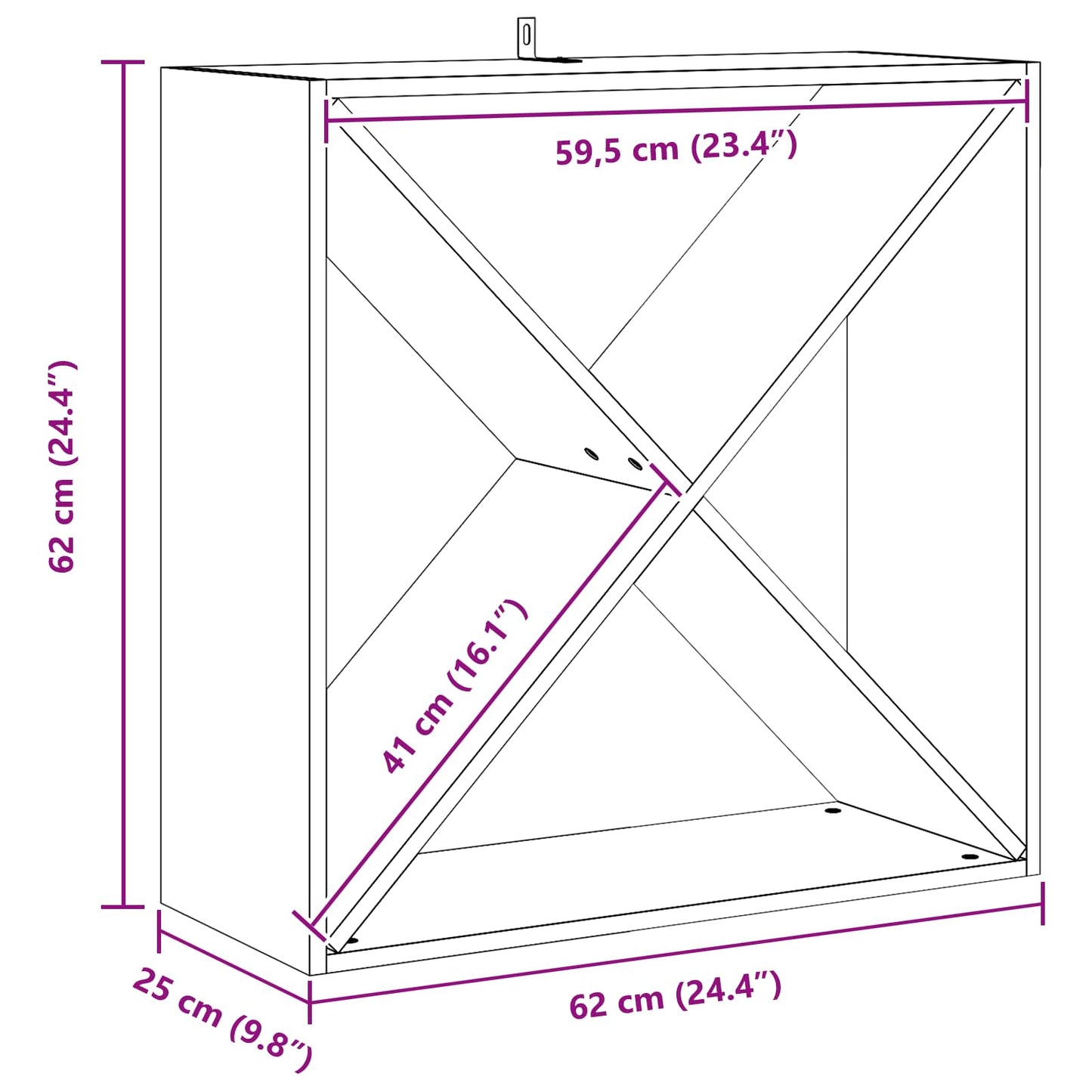 Vinställ 4 pcs Vit 62 x 25 x 62 cm Massiv furu