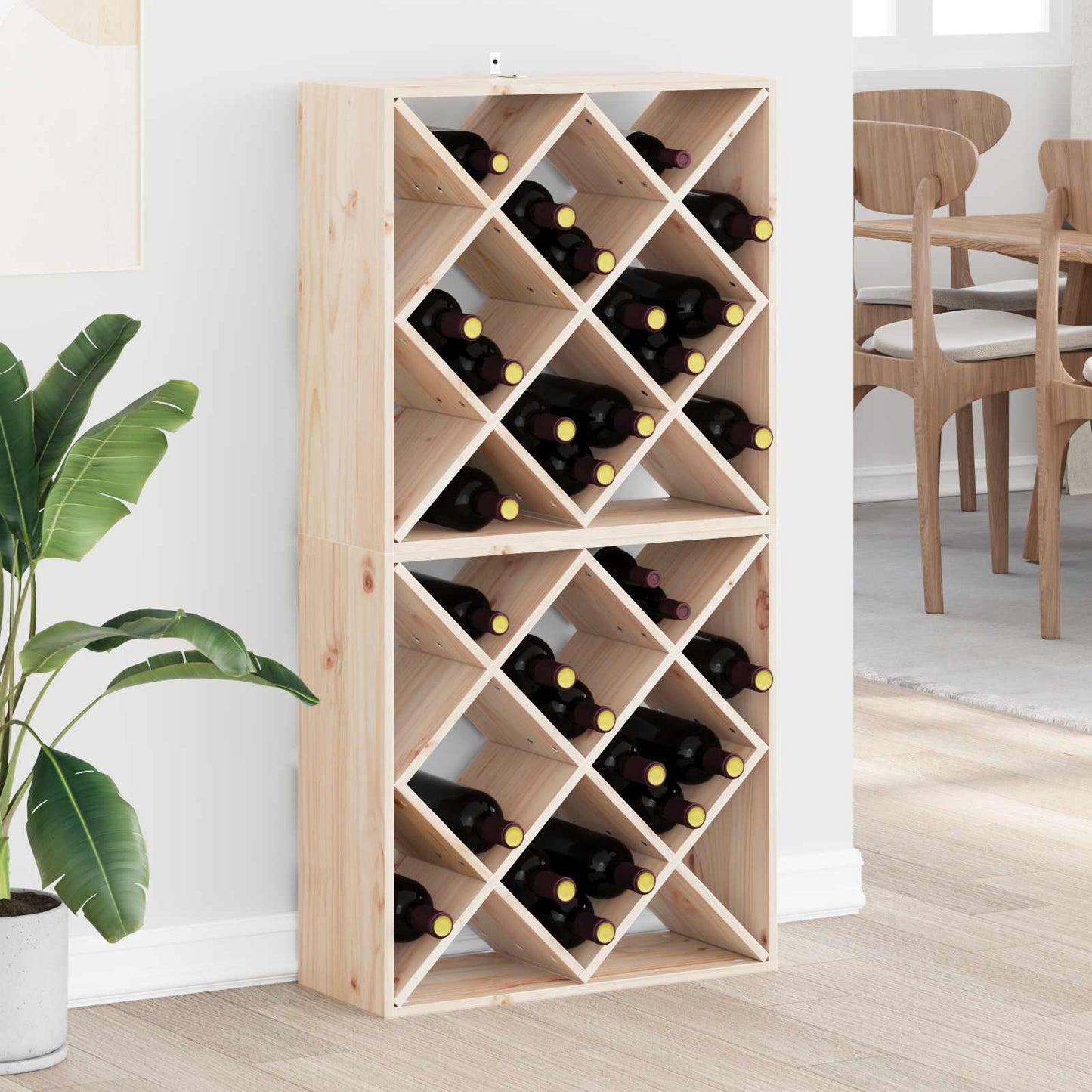 Vinställ 2 pcs Naturfärg 62 x 25 x 62 cm Massiv furu