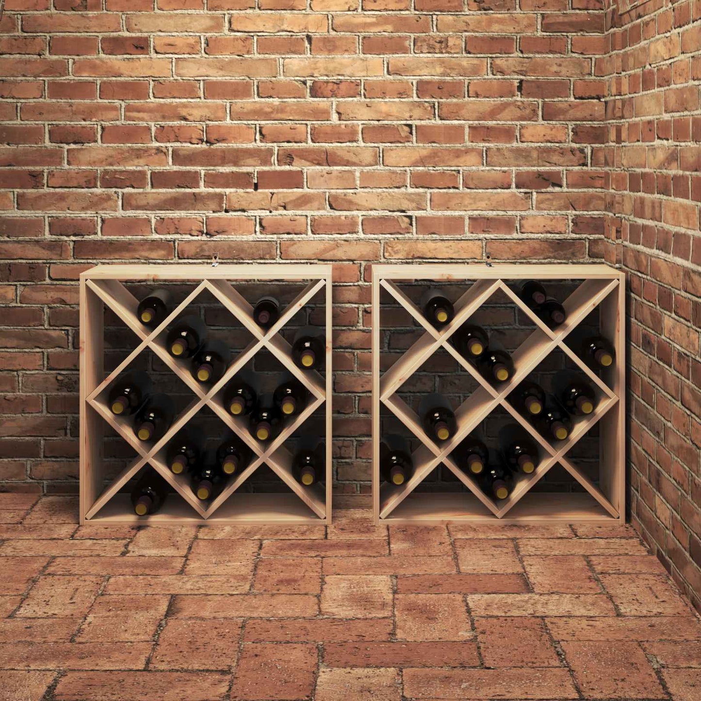 Vinställ 2 pcs Naturfärg 62 x 25 x 62 cm Massiv furu