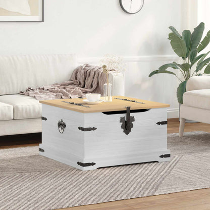 Soffbord Vit med hylla 78 x 78 x 45 cm Massiv furu