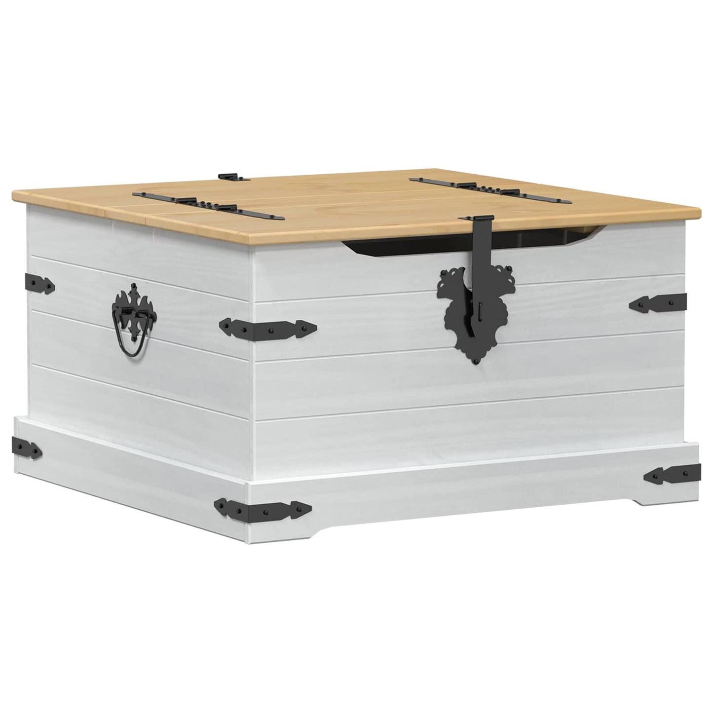 Soffbord Vit med hylla 78 x 78 x 45 cm Massiv furu