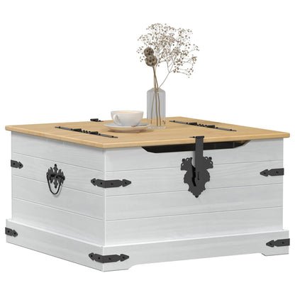 Soffbord Vit med hylla 78 x 78 x 45 cm Massiv furu