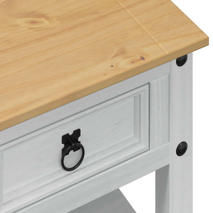 Soffbord Vit med låda 85 x 50 x 45 cm Massiv furu