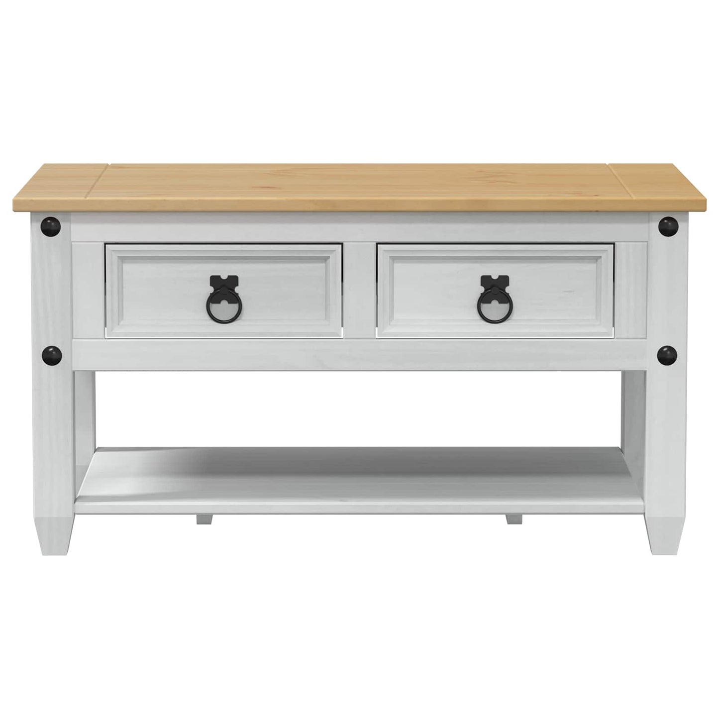 Soffbord Vit med låda 85 x 50 x 45 cm Massiv furu