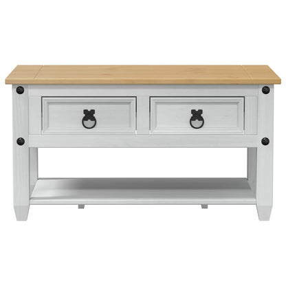 Soffbord Vit med låda 85 x 50 x 45 cm Massiv furu