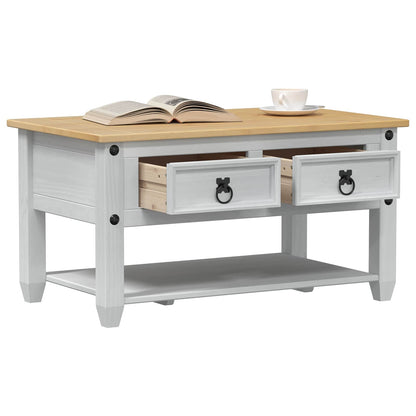 Soffbord Vit med låda 85 x 50 x 45 cm Massiv furu