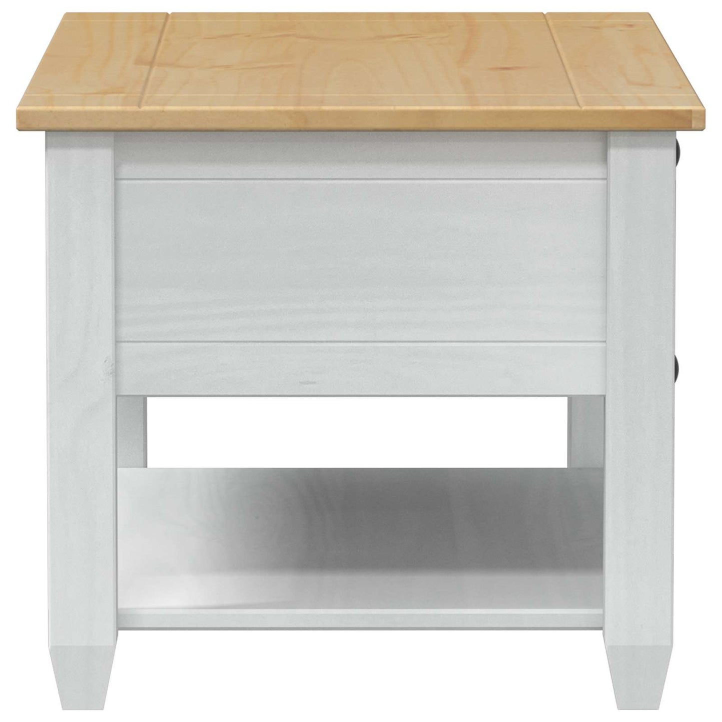 Soffbord Vit med låda 85 x 50 x 45 cm Massiv furu