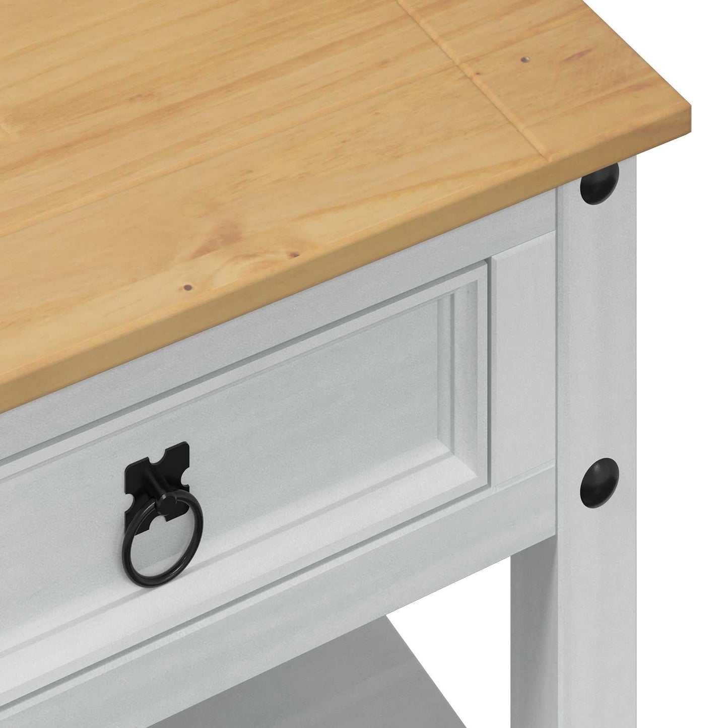 Soffbord Vit med låda 100 x 48 x 45 cm Massiv furu