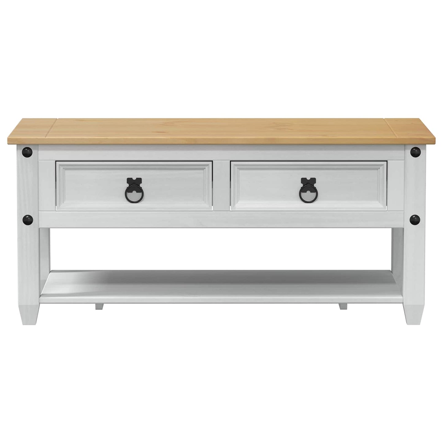 Soffbord Vit med låda 100 x 48 x 45 cm Massiv furu