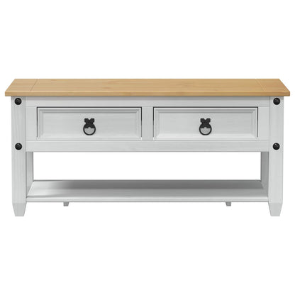 Soffbord Vit med låda 100 x 48 x 45 cm Massiv furu