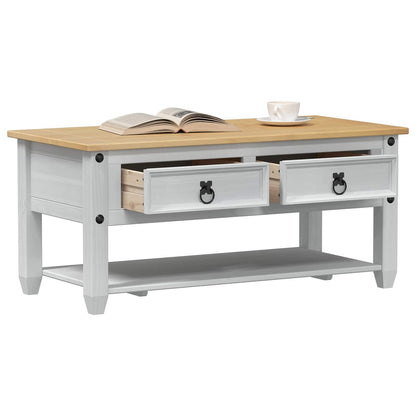 Soffbord Vit med låda 100 x 48 x 45 cm Massiv furu