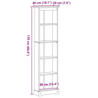 Bokhylla Vit 46 x 20 x 170 cm Massiv furu