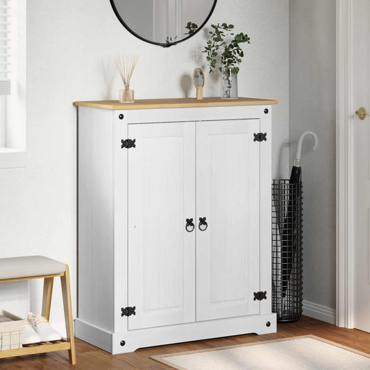 Skoställ Vit Skoskåp med hylla med dörr 86 x 38.5 x 1080 cm Massiv furu