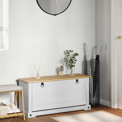 Skoställ Vit Skoskåp med hylla Corona 99 x 32 x 49 cm Massiv furu