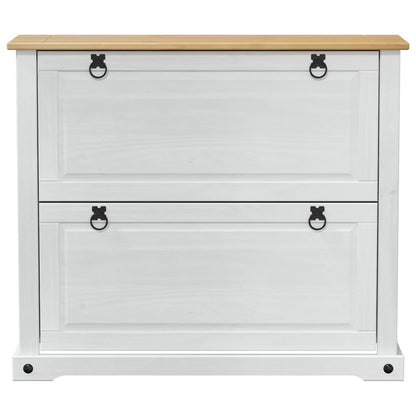 Skoställ Vit Skoskåp med hylla Corona 99 x 32 x 85 cm Massiv furu
