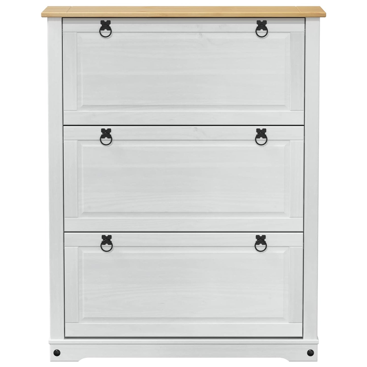 Skoställ Vit Skoskåp med låda Corona 99 x 32 x 122 cm Massiv furu