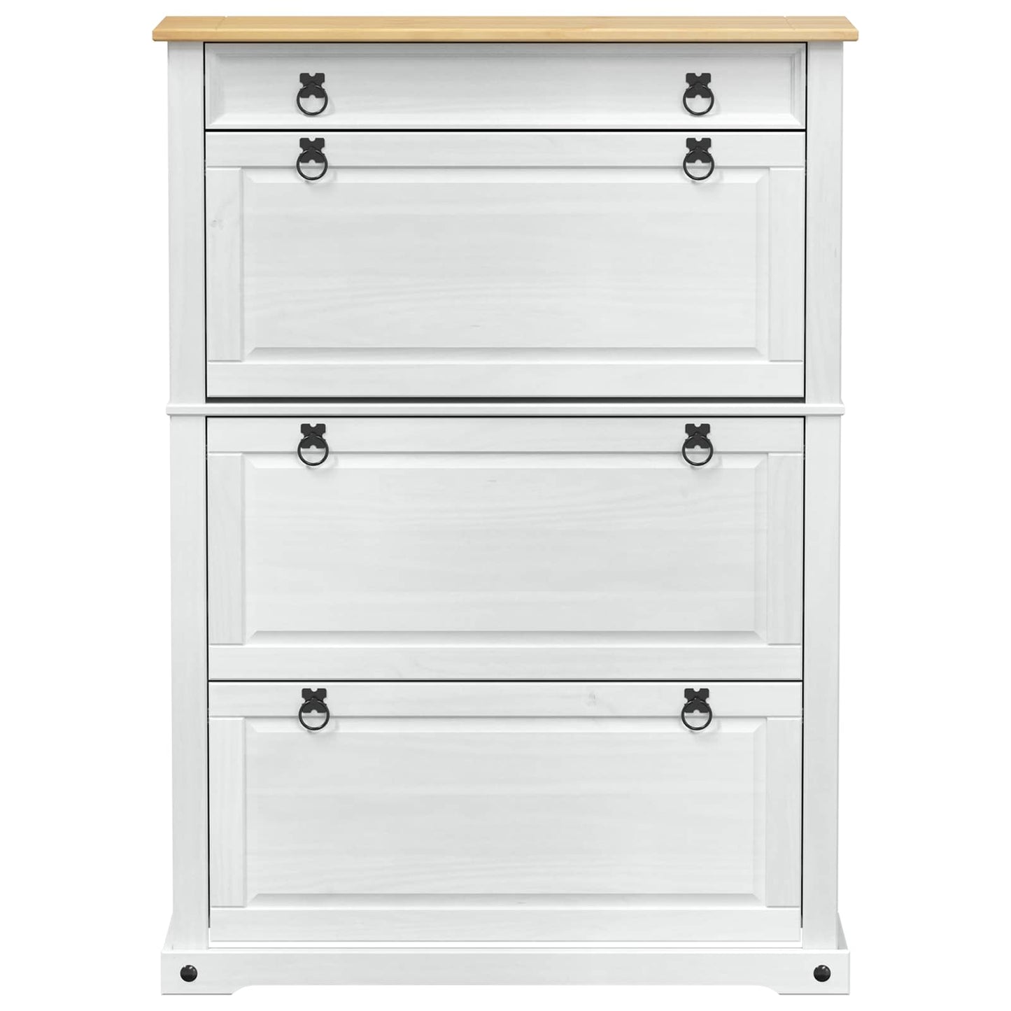 Skoställ Vit Skoskåp med låda Corona 99 x 32 x 138 cm Massiv furu
