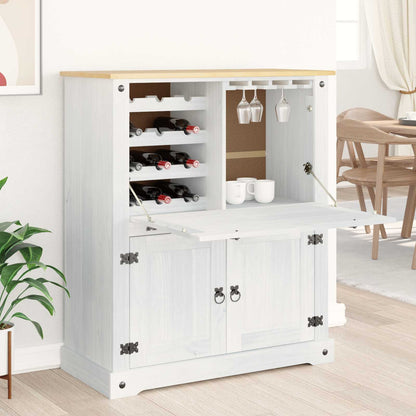 Vinställ Vinskåp Vit 97 x 45 x 114 cm Massiv furu