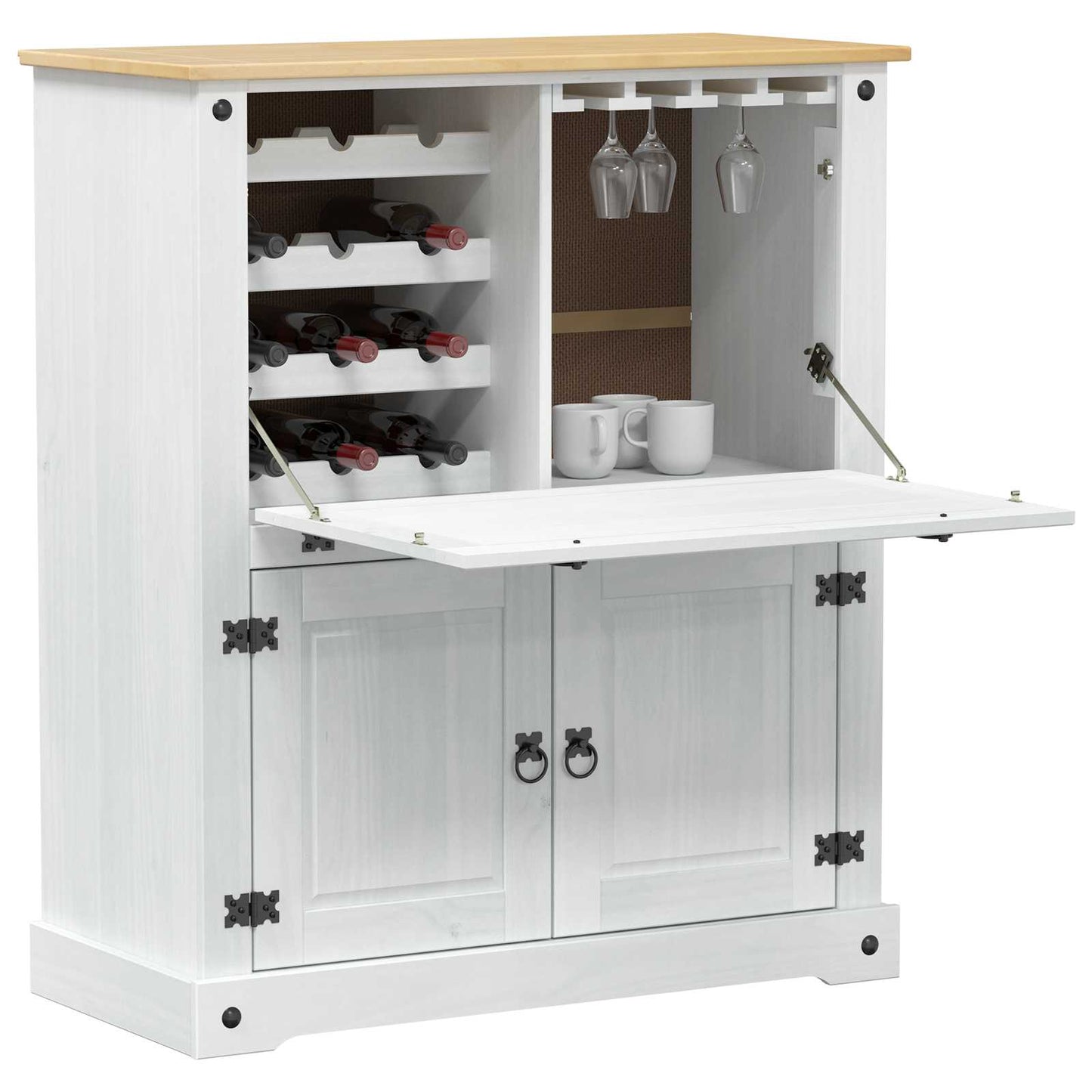 Vinställ Vinskåp Vit 97 x 45 x 114 cm Massiv furu