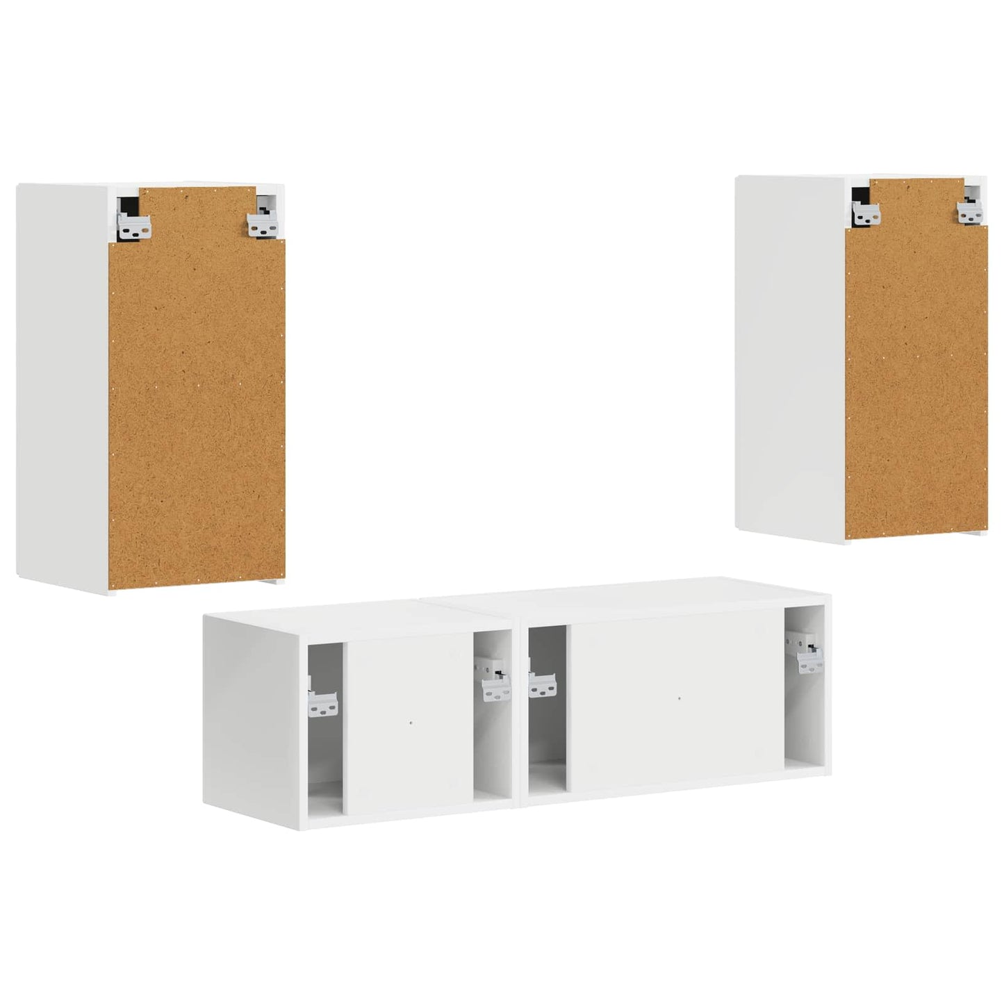 TV väggskåp set Väggmonterad 4 pcs Vit Konstruerat trä