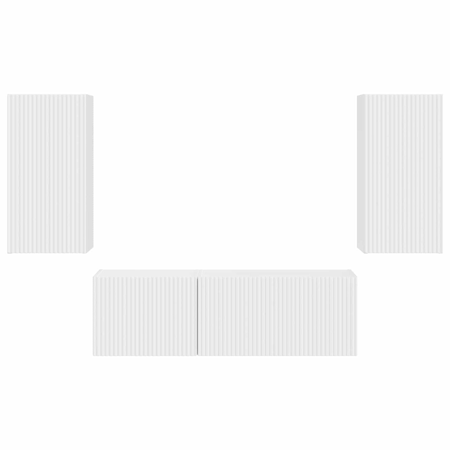 TV väggskåp set Väggmonterad 4 pcs Vit Konstruerat trä
